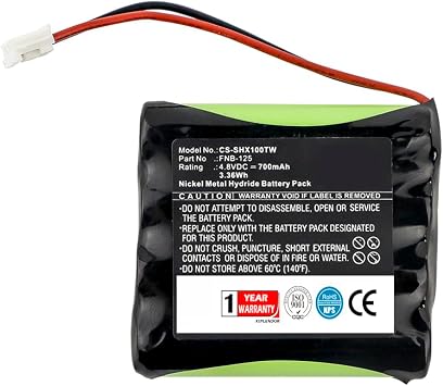 Replacement Battery for StandardHorizon HX100 Part NO FNB-125