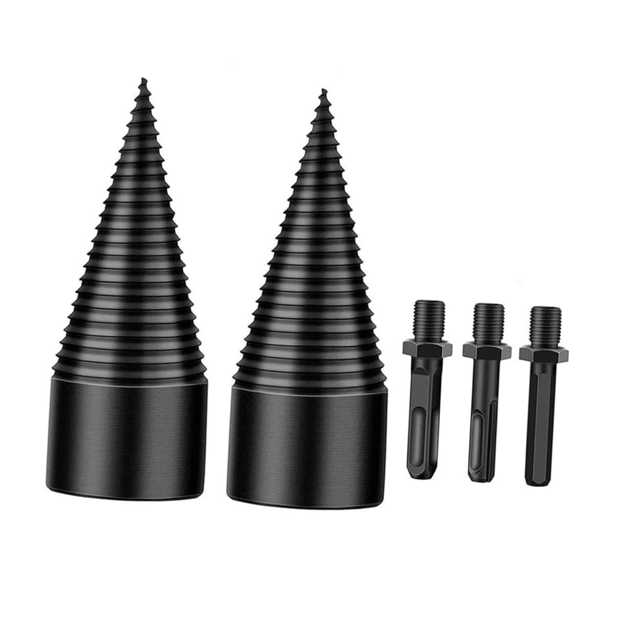 Yardwe Spaccalegna a Cono per Legno, Punta da Trapano in Acciaio Nero, Separazione Rapida dei Tronchi, per Quercia e Legna da Ardere