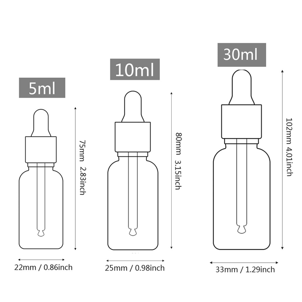 24 Piezas 30ml Mate Azul Frasco Cuentagotas Cristal, Botellas Cuentagotas Vacío con Plata Pipeta de Vidrio, para Muestra Fragancias de Aceites Esenciales de Aromaterapia Masaje Viaje