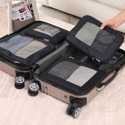 Ultralight Compression Packing Cubes Travel for Suitcases ，Compressible Mesh Packing Cubes for Travel Women Packing Organizers 4 Set2