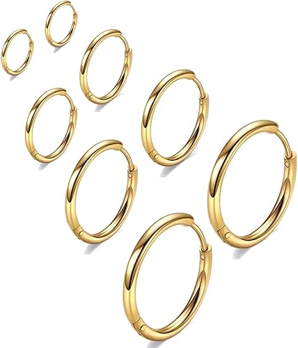 Aretes de acero inoxidable 316L, argollas de 1564, 516, 2564, 716, 1532 y 3564 pulgadas, arracadas hipoalergénicas, para el cartílago, hélix,