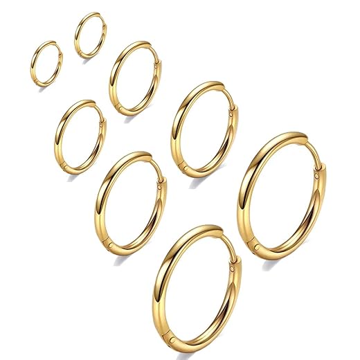 316L Surgical Stainless Steel Huggie Hoop Earrings 6mm 8mm 10mm 11mm 12mm 14mm Hypoallergenic Earrings Hoop Cartilage Helix Lobes Hinged Sleeper Earrings For Men Women