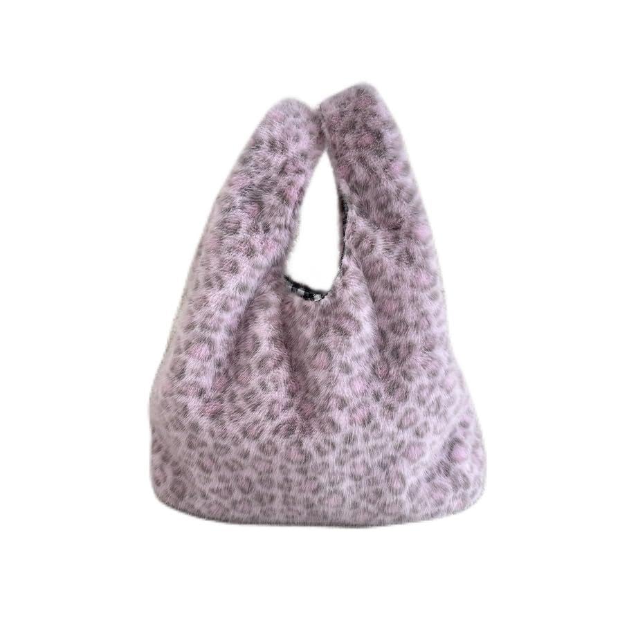 Bolsa de mão felpuda em forma de coração – Bolsa feminina de pelúcia de inverno, linda bolsa macia para telefone e itens essenciais diários, Roxa