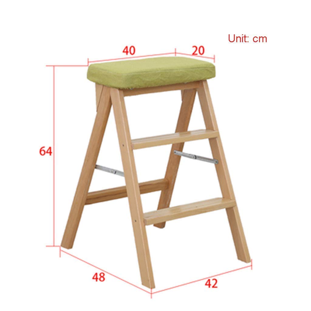 Scala Portatile Pieghevole Sgabello a gradini Seggiolone Scala in Legno Scala a mensola Scala a Libro in Legno massello Salita a Doppio Uso Telo Staccabile Cucina Domestica Altezza