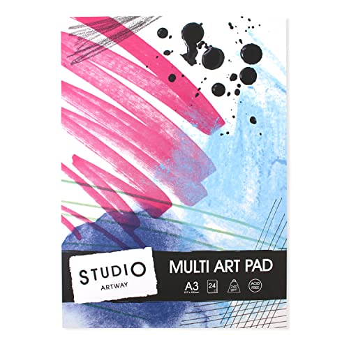 Artway Studio A3 Mixed Media Pad (Multi Art Pad) - Ideal for Multimedia Applications - 240gsm Mixed Media Paper - 48 Sides/24 Sheets