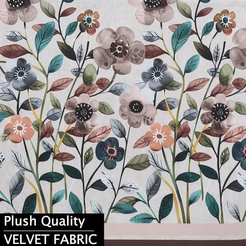 Image of Velvet 3 Seater Sofa Cover with 6 Seat and Back Covers - Floral Design - Washable Fabric - Stylish Sofa Cover for Modern Living Room (Beige, 3 Seater Without Arm Cover)