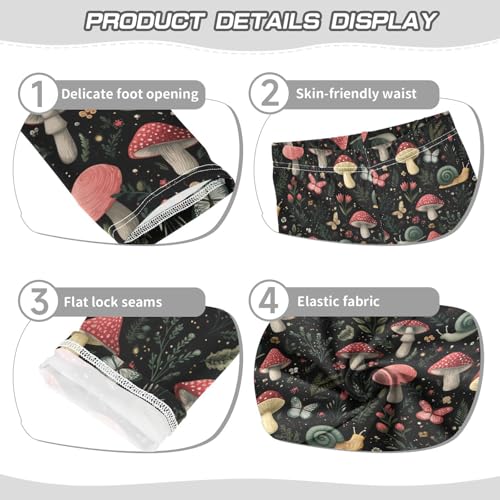 Girls Leggings Soft Toddler Ankle Length Bottoms Mushroom Snails Butterfly Kids Dance Yoga Pants 4-10 Years3