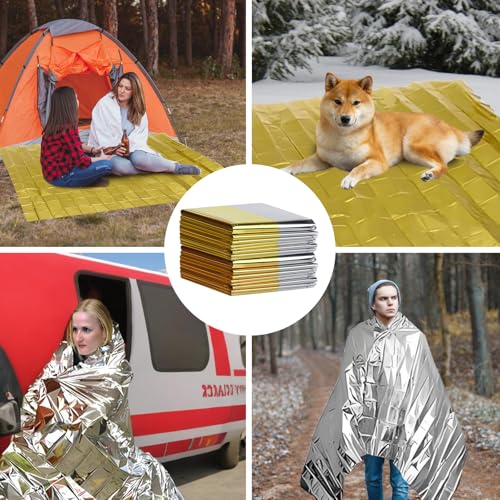 Image of Space Blanket 6 Pack Emergency Mylar Blanket - Survival Rescue Insulating Reflective Foil Camping Blanket Kit for Outdoors Hiking Camping Survival; Lightweight, Waterproof, Thermal Emergency Blanket