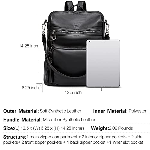 Cluci 1765341031 Backpack Purse For Women Black Backpack Leather Large Travel Fashion Designer Convertible Ladies Work Backpack Shoulder Bags thumb #2