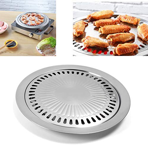 Saim Korean BBQ Grill Pan,Stainless Steel Non-Stick Roasting Smokeless Barbecue Grill Pan,Round...