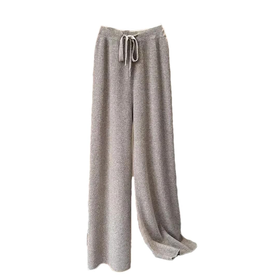 Pantaloni da donna a vita alta casual morbidi a gamba dritta pantaloni a costine a gamba larga pantaloni maglione fluidi