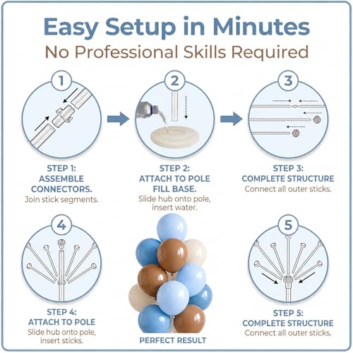 Image of Balloon Column Stand Kit Set of 2 Included-Retro Ice Mist Macaron Balloon Sticks with Base&Pole,Backdrop Decoration for Metallic Chrome Wedding, Baby Shower,Birthday,Anniversary Party(denim brown)