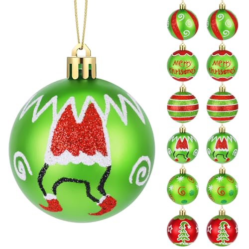 12 Pcs Grinchs Christmas Decorations Indoor, 2.4" Christmas Ornaments for