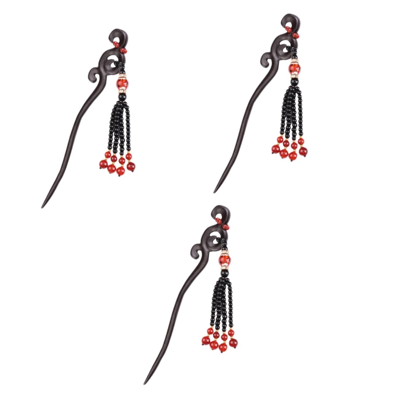 Healeved 3stücke Retro Sandelholz Haarschmuck Mit Fransen Einzigartiger Haarpin Für Chinesische Hochzeiten Und Tägliche Nutzung Für Damen Und Mädchen
