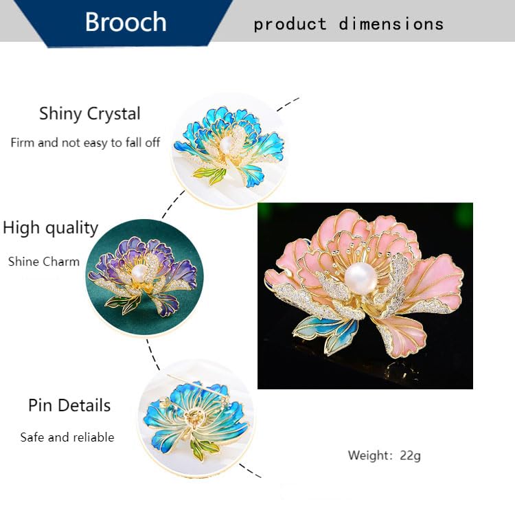 Image of Elegant Flower Brooch Pin for Women, Stylish Vinage Crystal Pearl Rhinestones Brooches Pins Dainty Lapel Pins for Dress Accessories Jewelry