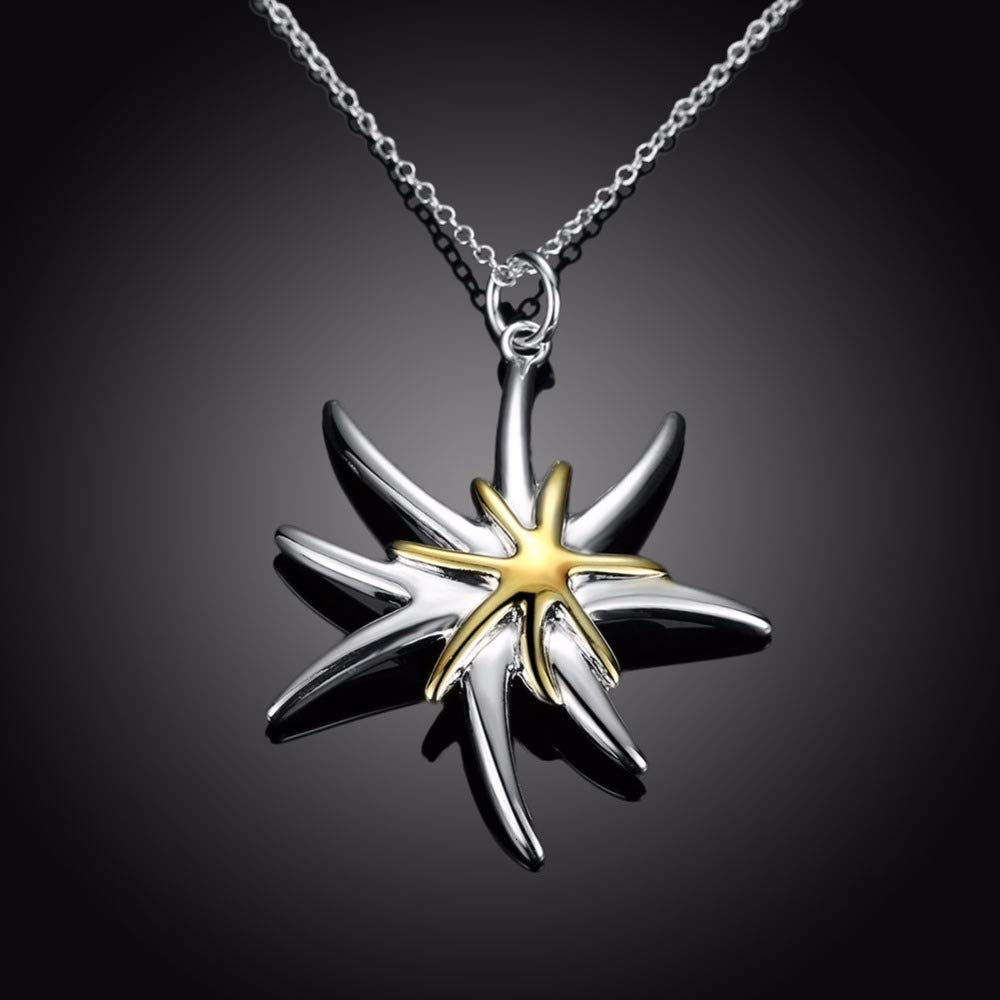 joyería 925, Collar con Colgante de Estrella de mar, joyería Femenina