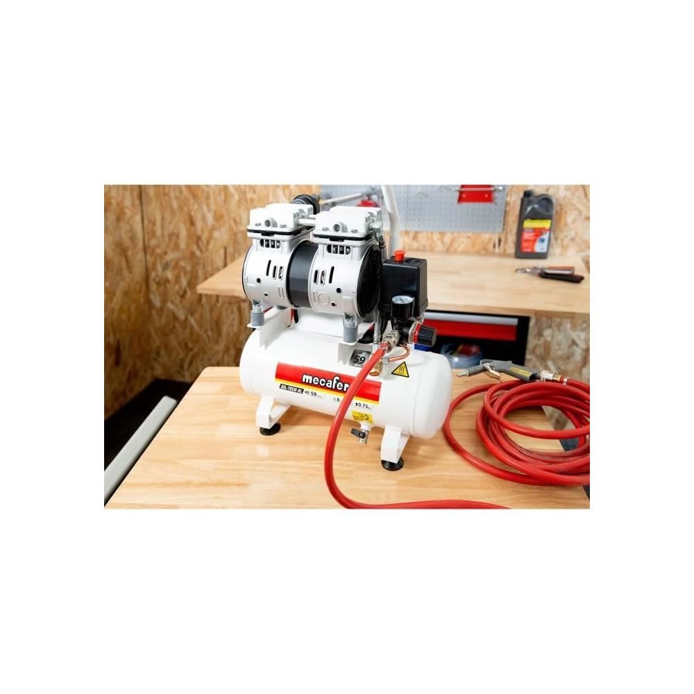 Mecafer 425513 Compresseur Silencieux 59 dB 6L/0,75HP/8 bar