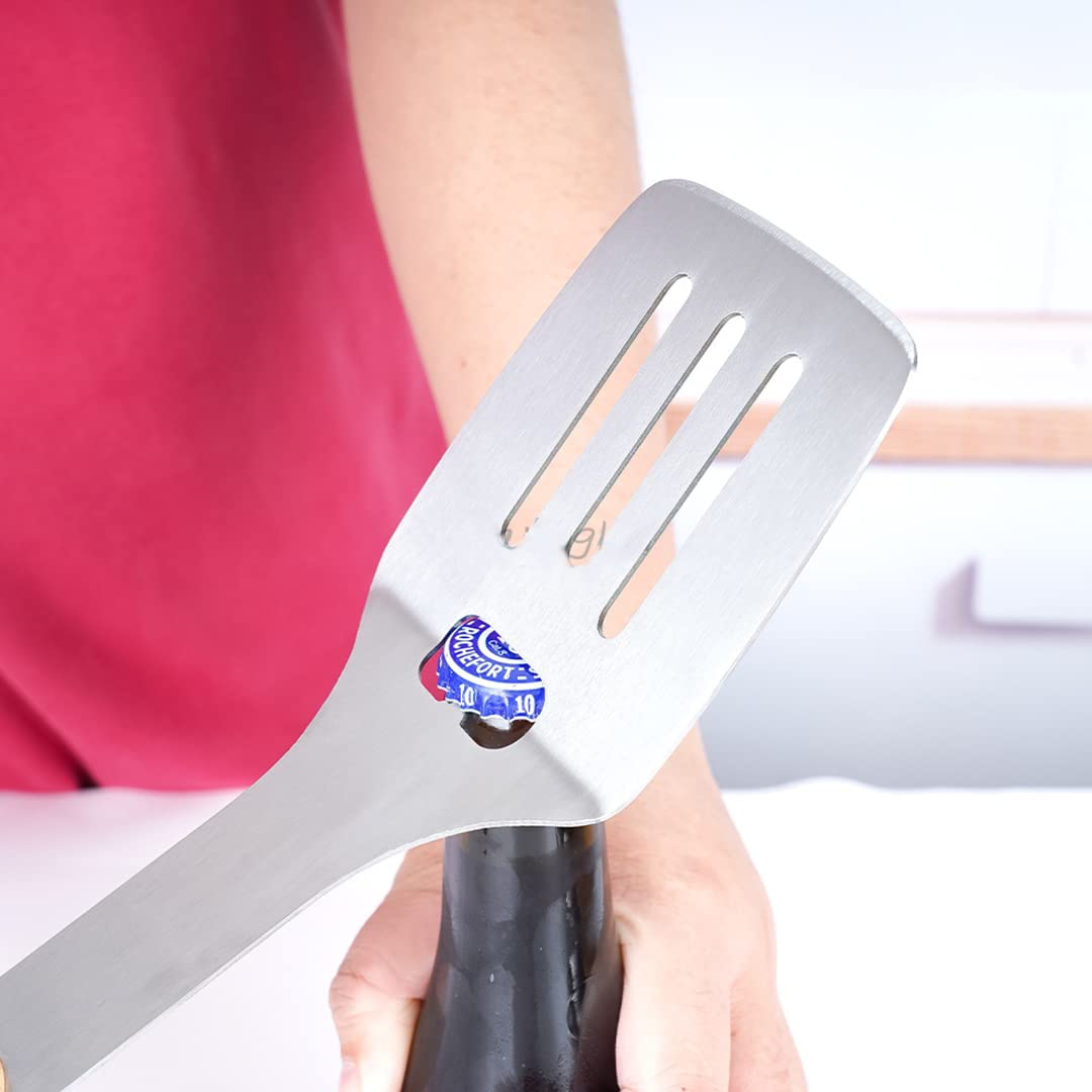 Accesorios de barbacoa, juego de herramientas de barbacoa para hombres con recubrimiento antiadherente 6pcs, juego de utensilios de barbacoa de acero inoxidable al aire libre, con palas de barbacoa