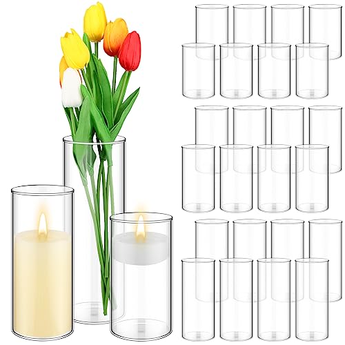 24 Pcs Cylinder Glass Vases Bulk, Tall Clear Flower Vases Transpa...