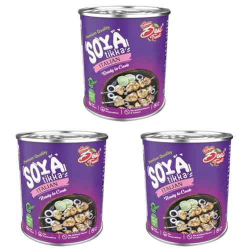 Image of Desi Treat SOYA Tikka with Italian Herbs | Plant-Based Ready to Cook Snack | High Protein & Flavorful Vegetarian Appetizer | Ideal for Grilling, Air Frying & Pan Cooking (800g Pack) (Pack of 3)