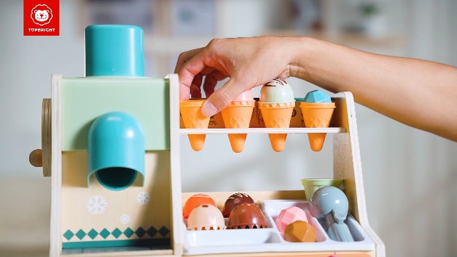 Amazon.com: TOP BRIGHT Wooden Ice Cream Pretend Play Toys, Play