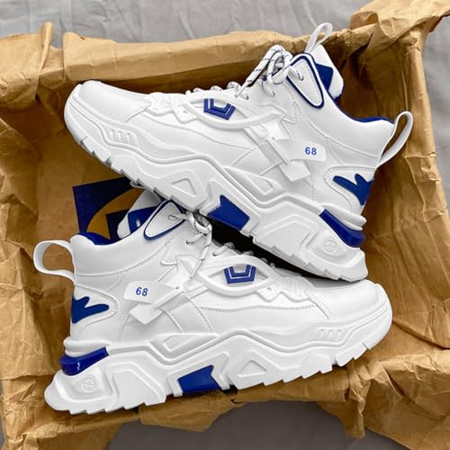 Men's High Top Fashion Leather Chunky Sneakers Casual Platform Non-Slip Athletic Street Walking Driving Tennis Shoes2