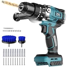 DIYtoolifz Cordless Power Drill Compatible with Makita 18v Battery Tool Only 3 Modes Electric Power Drill Kit Tool,1/2 Inch Keyless Chuck Cordless Impact Drills Set,Variable Speed for Home,Garden