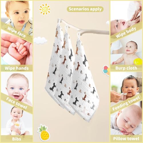 Image of vvfelixl Baby Cotton Washcloths Siberian Husky Dog Infants Bath Towel for Unisex Puppy Face Towels for Newborn, Natural Baby Wipes Delicate Skin, 11.8 X 11.8 inch, one sizex3