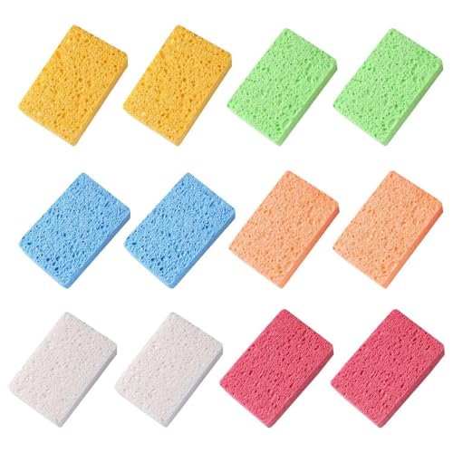 CWPFVQA 12 Piezas De Esponja para Lavar Platos, Esponja De Limpieza De Cocina, Esponja De Limpieza Súper Absorbente, Cepillo De Esponja Antiadherente, Herramienta De Limpieza De Cocina Multiusos