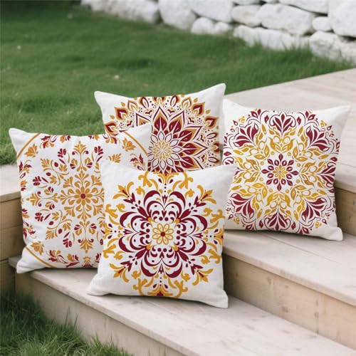 Housse coussin extérieur de qualité supérieure avec impression mandala double face
