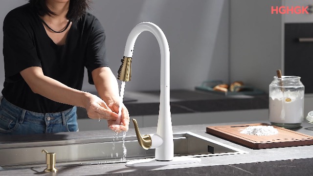 HGHGK Kitchen Faucet With Soap Dispenser And Pull Down Sprayer