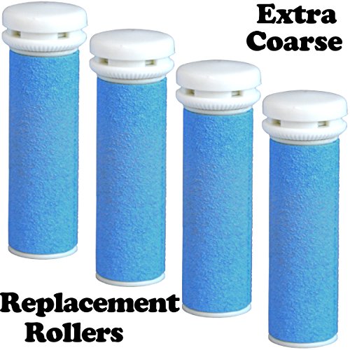The Pedi Store (TM) EXTRA Coarse Micro Mineral Replacement Rollers Compatible with Emjoi Micro-Pedi Callus Removers (4 Pack)