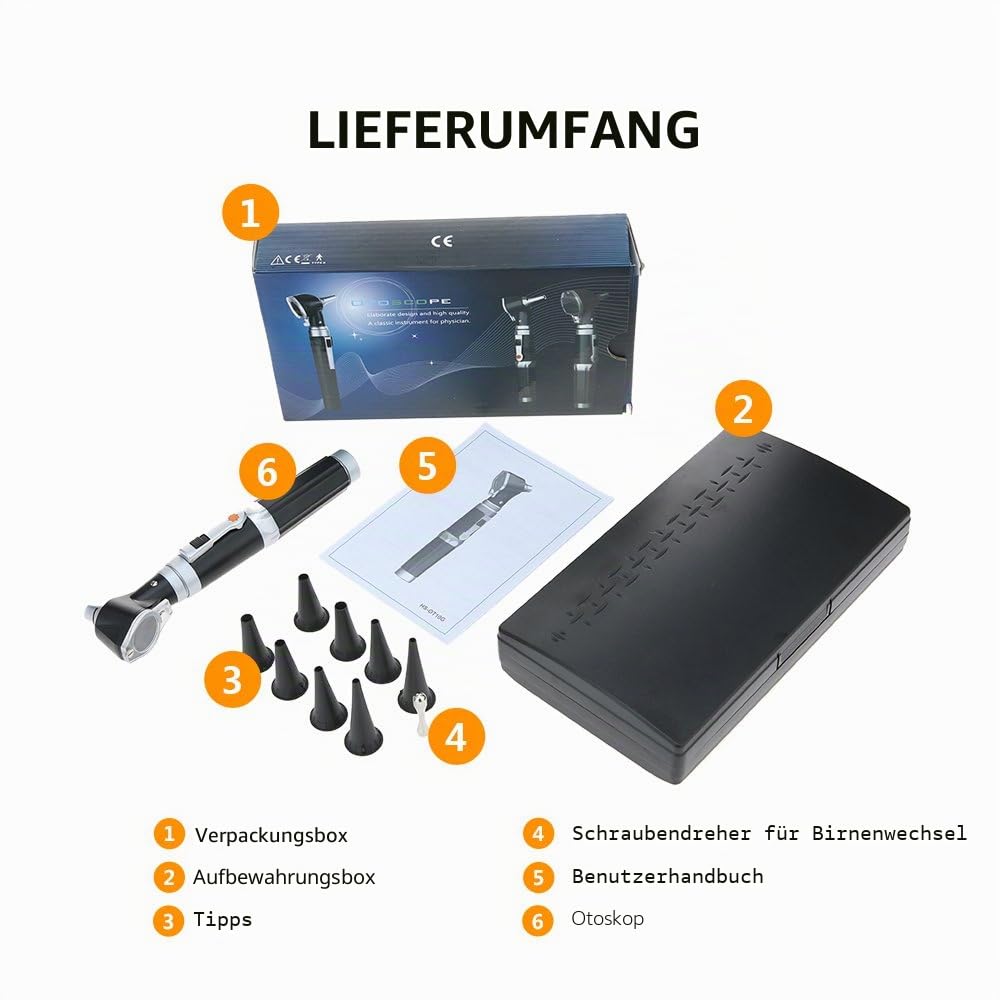 Mini-Otoskop, Vergrößerung, Diagnose-Otoskop, mit LED-Licht, direktes Licht, Instrument für gesunde Ohren, für Ärzte, Krankenschwestern, Erwachsene, Kinder, Babys, ältere Haustiere, Tiere