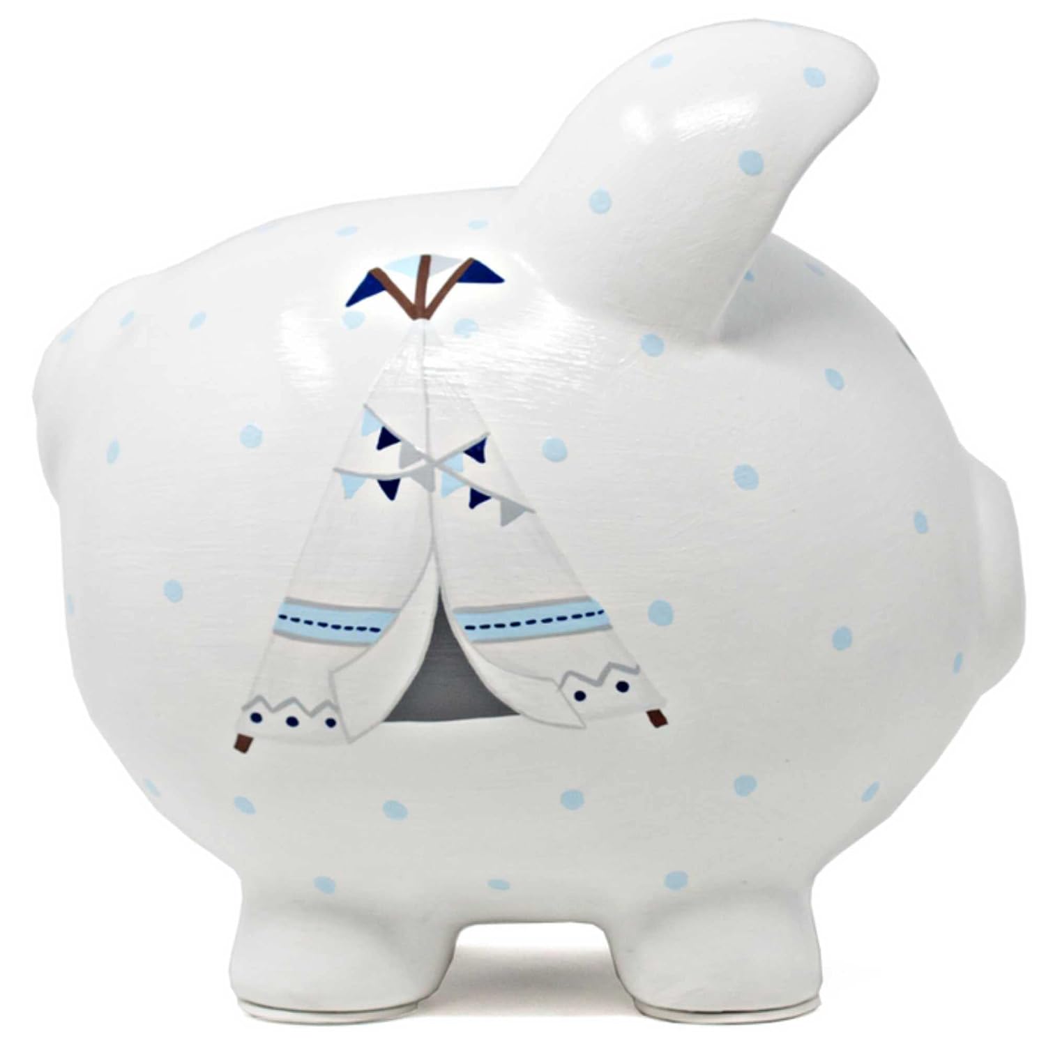 Child to Cherish Ceramic Piggy Bank for Boys, Blue Bohemian image 2