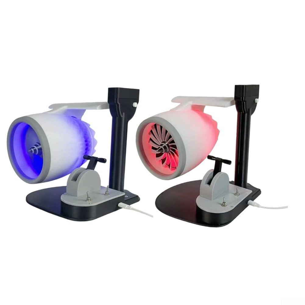 Wentylator biurkowy silnika lotniczego z nawilżaczem, model turbofanu USB ze światłem LED i regulowanym przepływem powietrza, do dekoracji domu, biura, bezprzewodowy, czerwony