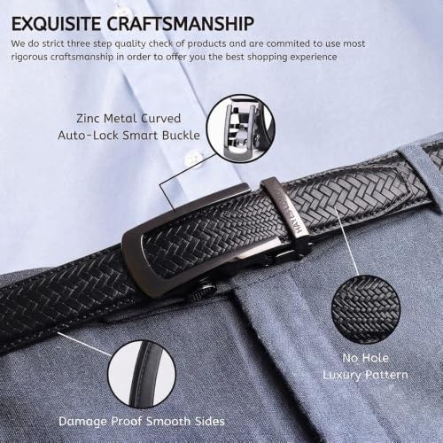 Image of HAYES LONDON Leather Ratchet Belt for Men | Adjustable No-Holes | Customizable Fit, Stylish & Effortless Buckle | Formal & Casual Wear Belts