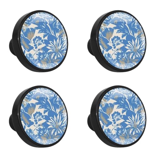 NUEAHEDN 4 PCS Aesthetic Leaves Cabinet Knobs, Bathroom Drawer Pulls Handles, Round Dresser Knobs Door Knobs for Kitchen Cupboard Nursery Wardrobes