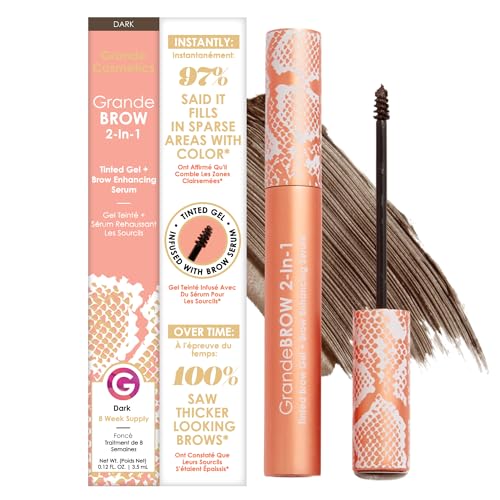 Grande Cosmetics GrandeBROW 2-in-1 Tinted Brow Gel + Serum (Dark, 0.12 fl oz)