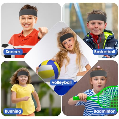 Image of 3Pcs Boys Headbands for Sports Sweatbands for Kids Absorbing Elastic Soccer Headbands Non-Slip Headband Athletic Football Moisture Wicking Cloth Hairband Tennis Basketball Running Gym Working Out