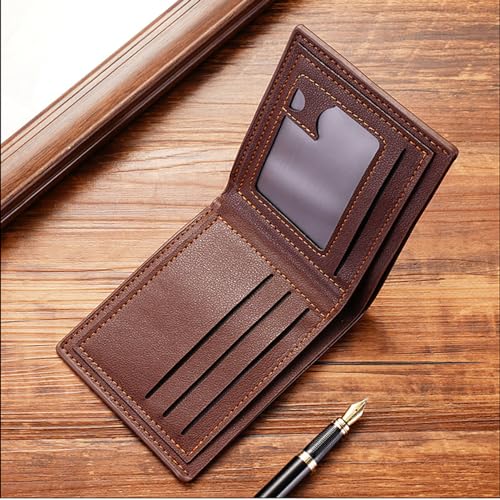 Image of Slim Wallet for Men with Coin Purse, Minimalist Wallet with Zipper, Bifold Mens Wallets with Credit Card Holder, PU Leather Men's Wallet with Money Clip, Carteras Para Hombres (Brown L)
