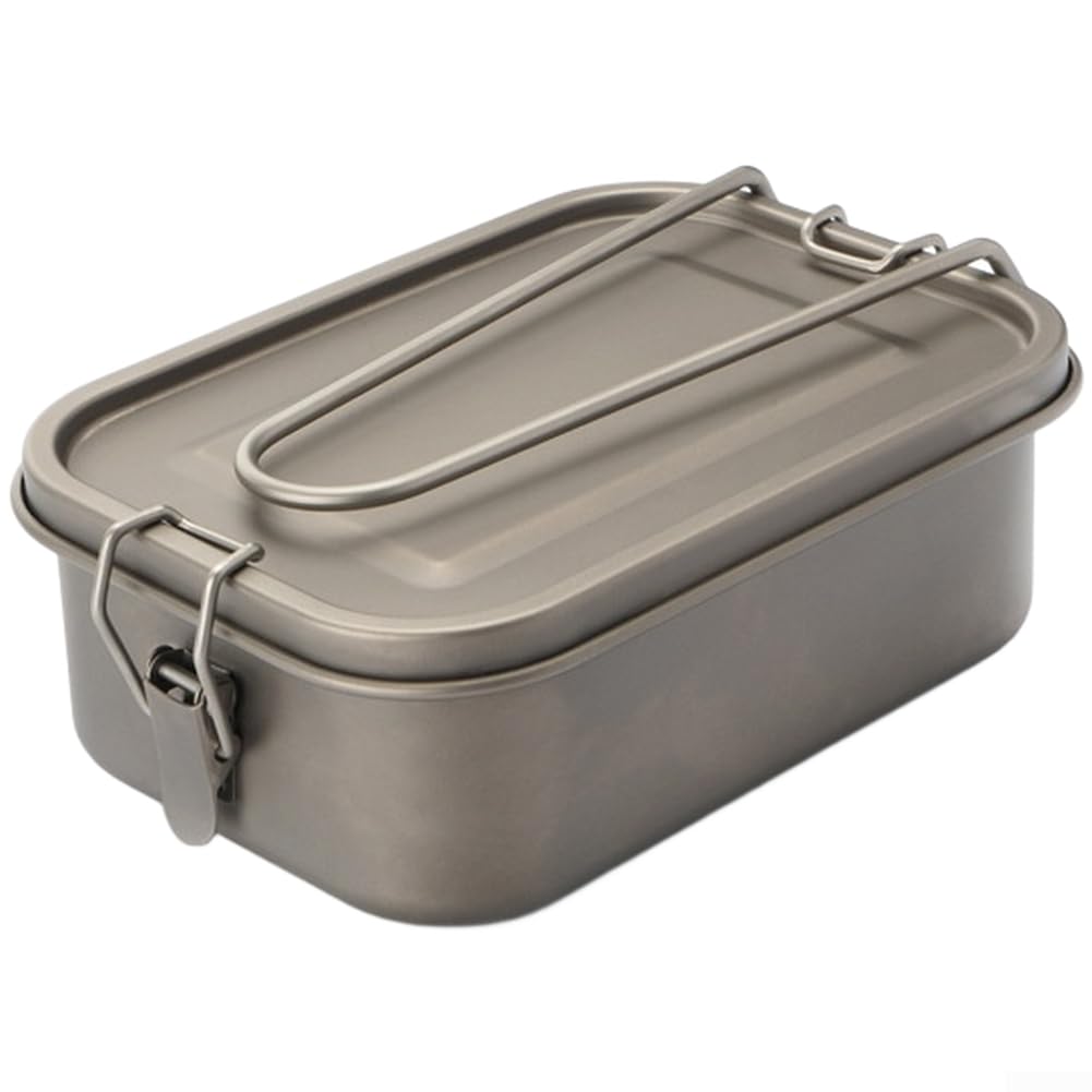 Portapranzo Ultraleggero in Titanio, 700 ml, con Manico Pieghevole, ermetico, Contenitore per Alimenti, per Campeggio, Escursionismo, Picnic, Viaggi, all'aperto, Grigio