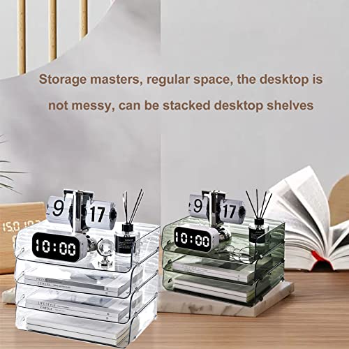 1 Tier Letter Tray, Desktop Can Be Stacked Office A4 File Storage Box Minimalist Clear Acrylic Able Trays Stacking Supports Multi Layer Rack Ins Supply Transparent A4 Office Desk
