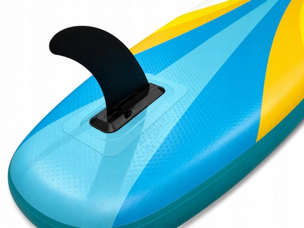 SUP Board Palm Beach 335x82x15cm Aufblasbar Set Paddel Pumpe Leash | Rutschfeste EVA-Fläche, Premium-Material, 3-teiliges Paddel, Finne, Reparaturset, Rucksack inklusive