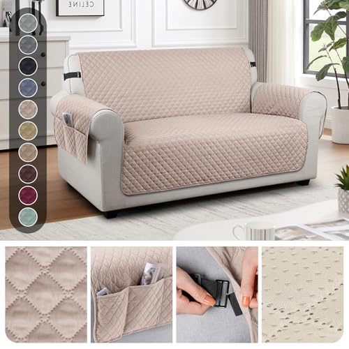 Image of TAOCOCO Sofa Protectors 2 Seater,Slipcover for Sofa,Sofa Cover for Pets,Sofa Slipcovers for Kids with Elastic Strap,Washable Sofa Cover Protect for Pets(Khaki)