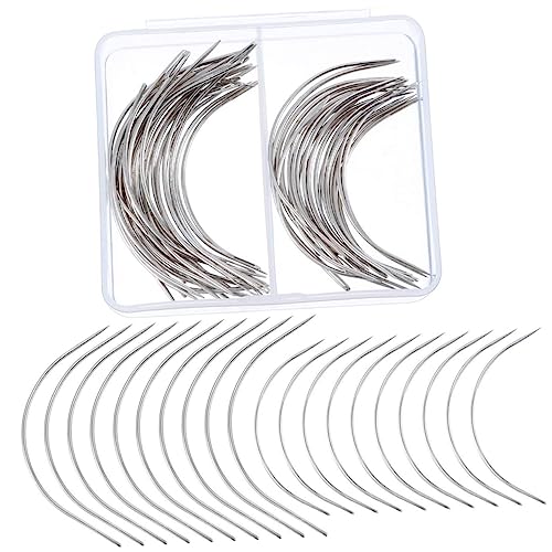 IWOWHERO 70Pcs C Type Curved Pin Set for Handmade Wigs T Pins with Storage Box T Pins for Styling Modelling Sewing and Crafts