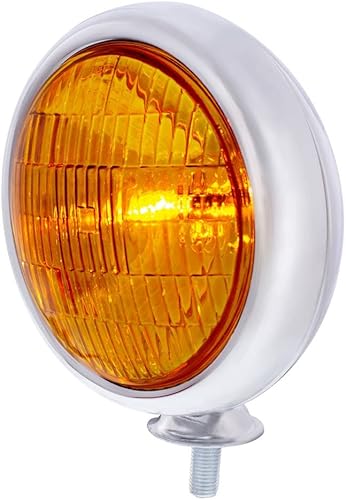 Miniatura 3 de United Pacific 6V Vintage Chrome niebla luz, lente ámbar, OE, C364009