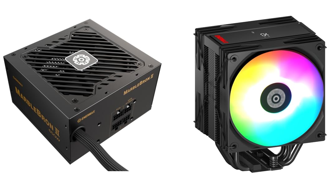 ENERMAX MARBLEBRON II 650 W moduł 3.1 ATX Gaming zasilacz 80PLUS brąz i ETS-T41D-ARGB CPU chłodnica cyfrowy wyświetlacz statusu Bundle; EMB650-T41D-ARGB