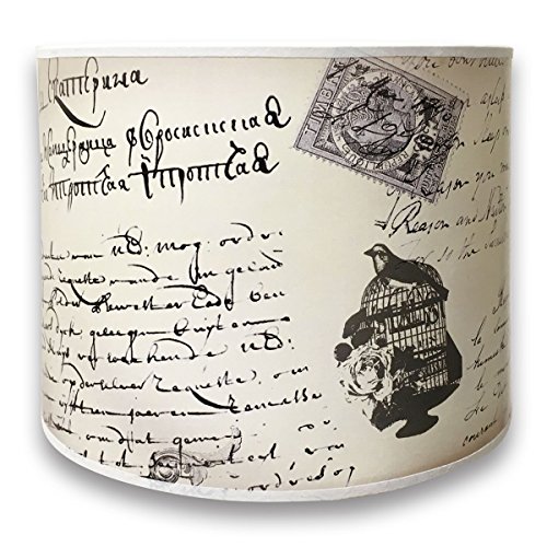 Image of Royal Designs, Inc. Trendy Decorative Handmade Drum Shade, Made in USA, 10in, HBC-8044-10-2, Caligraphy - 2 Pk