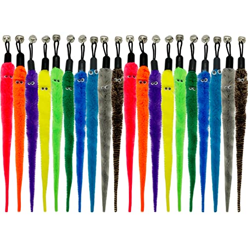 CATENESS Cat Worm Toy Refills 20 Pieces Cat Wand Attachments Worms Toy for Indoor Cats (A)