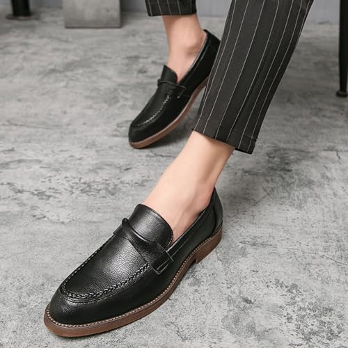 Men's Classic Formal Genuine Leather Penny Loafers Business Casual Non-Slip Leather Dress Oxfords Shoes4